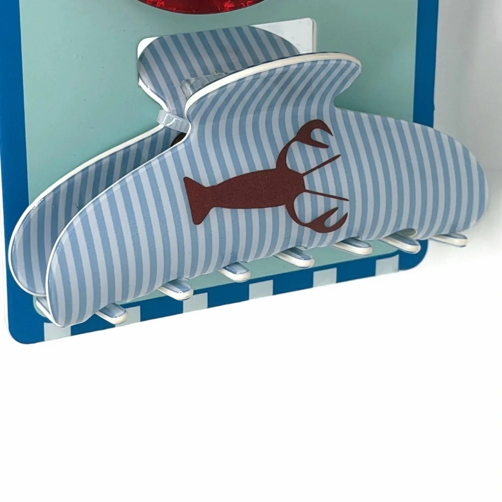 Piper K Red Lobster and Blue Striped Claw Hair Clip Set of 2